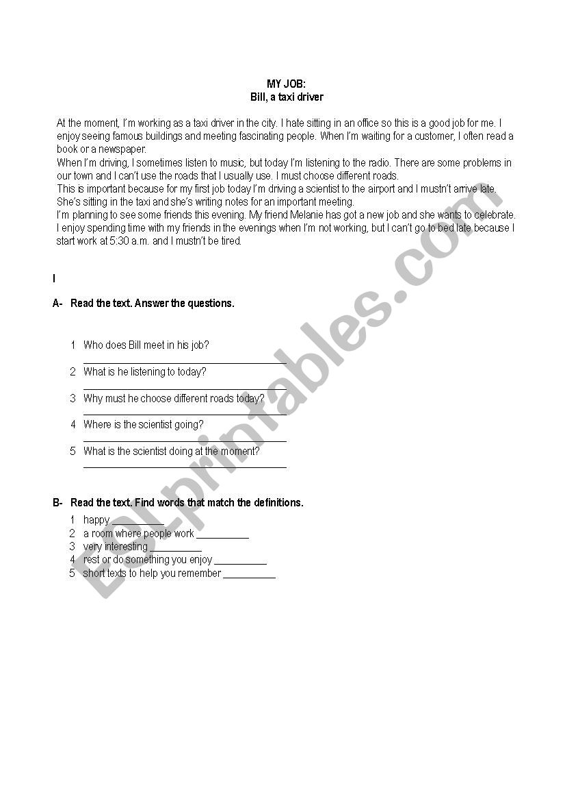 English Test worksheet