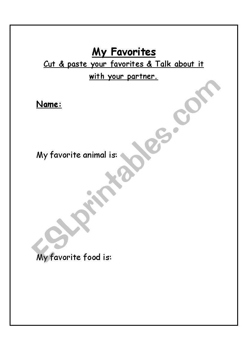 Food lesson worksheet
