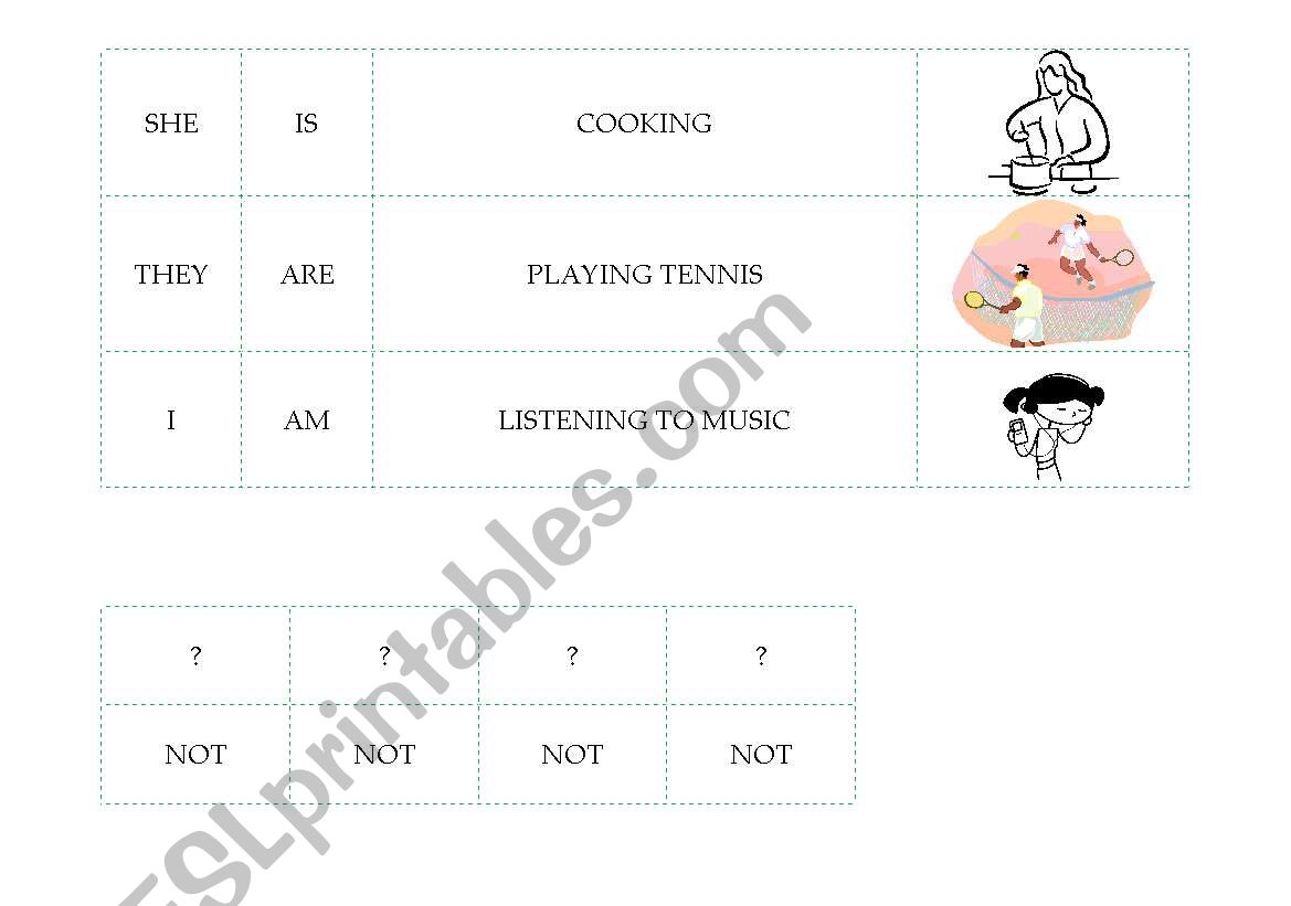 Present Continuous cut-outs worksheet