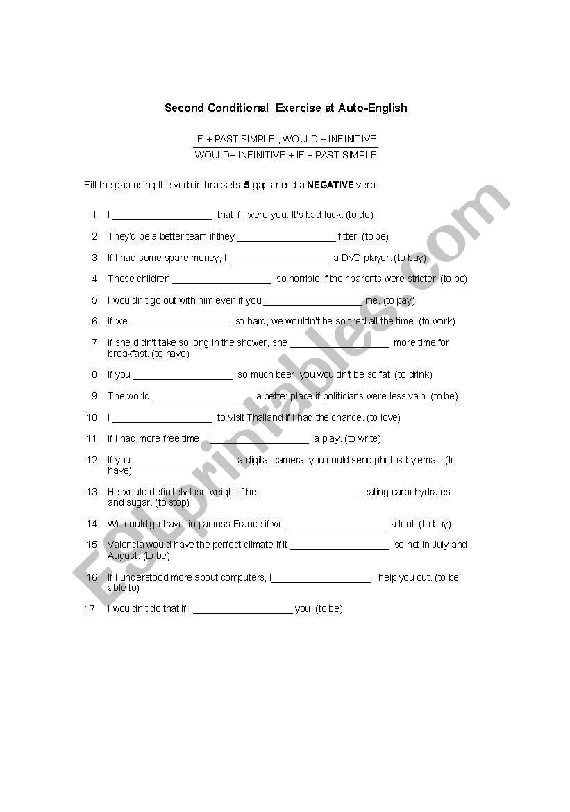 secon conditional worksheet