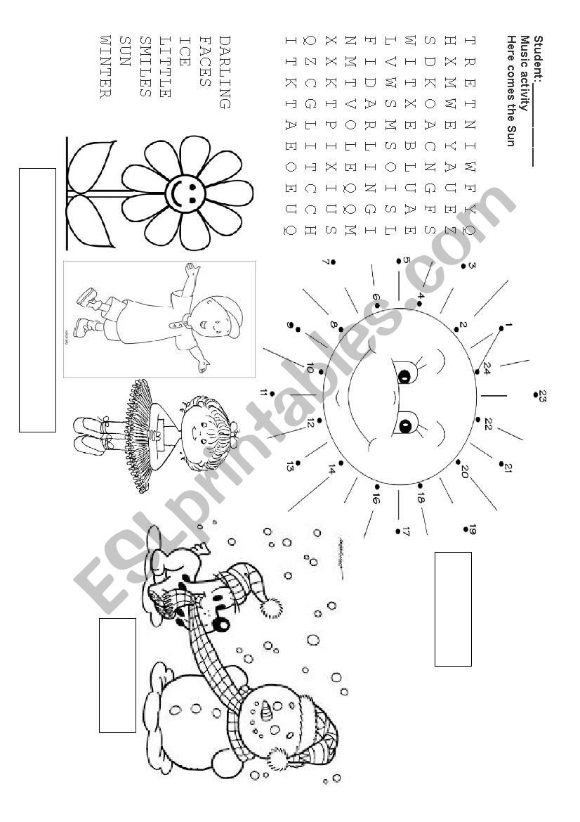 Here comes the sun song worksheet