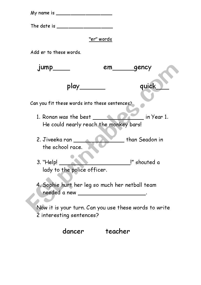 Presentations worksheet