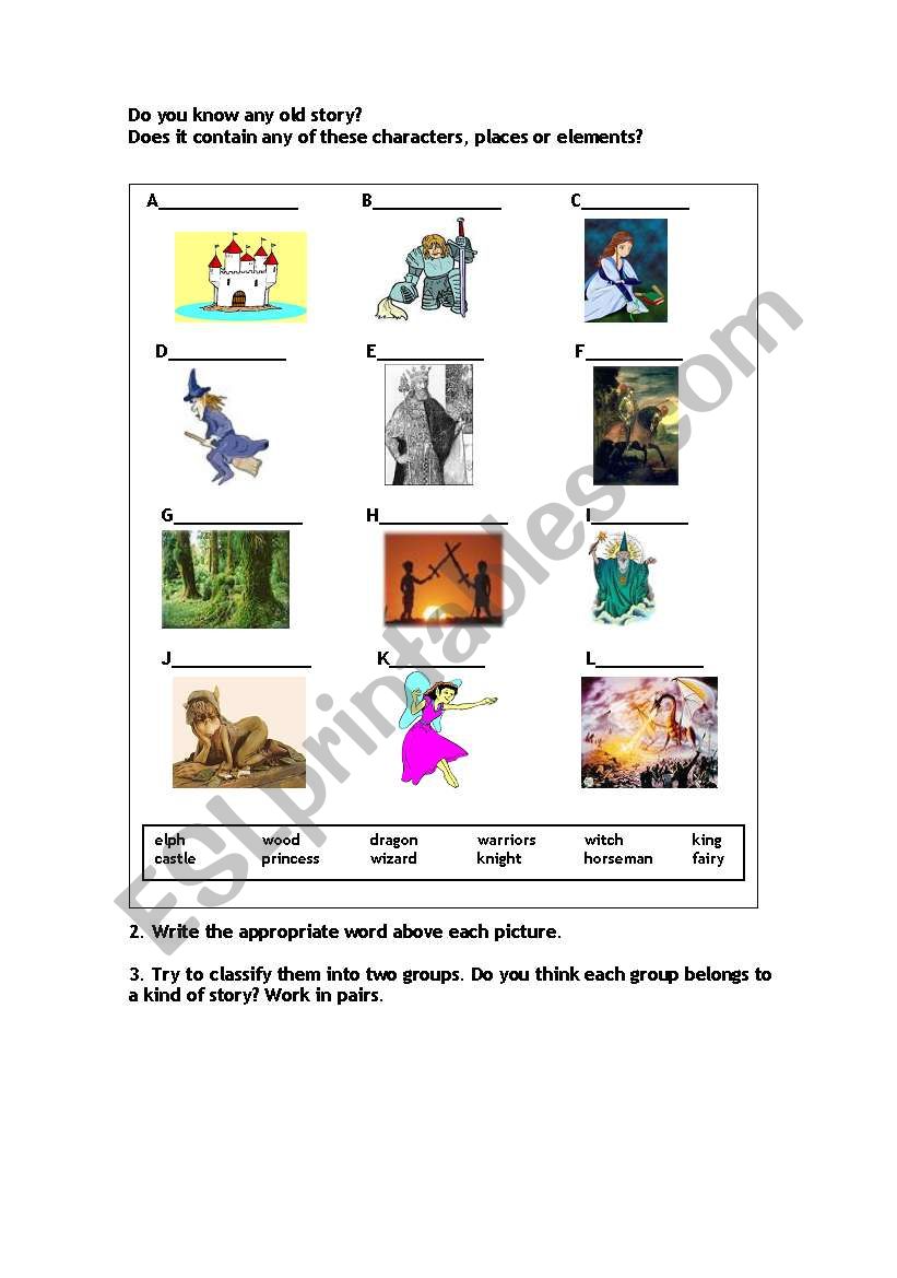 old stories worksheet