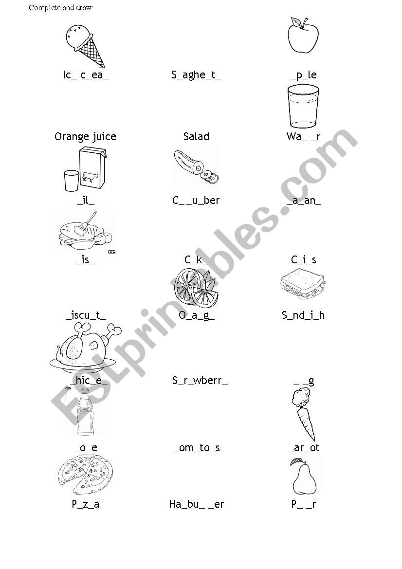 Vocabulary. Food worksheet