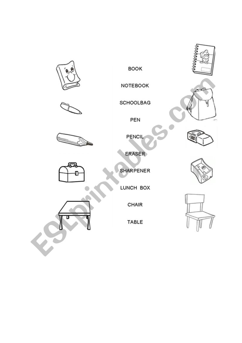 school supplies worksheet