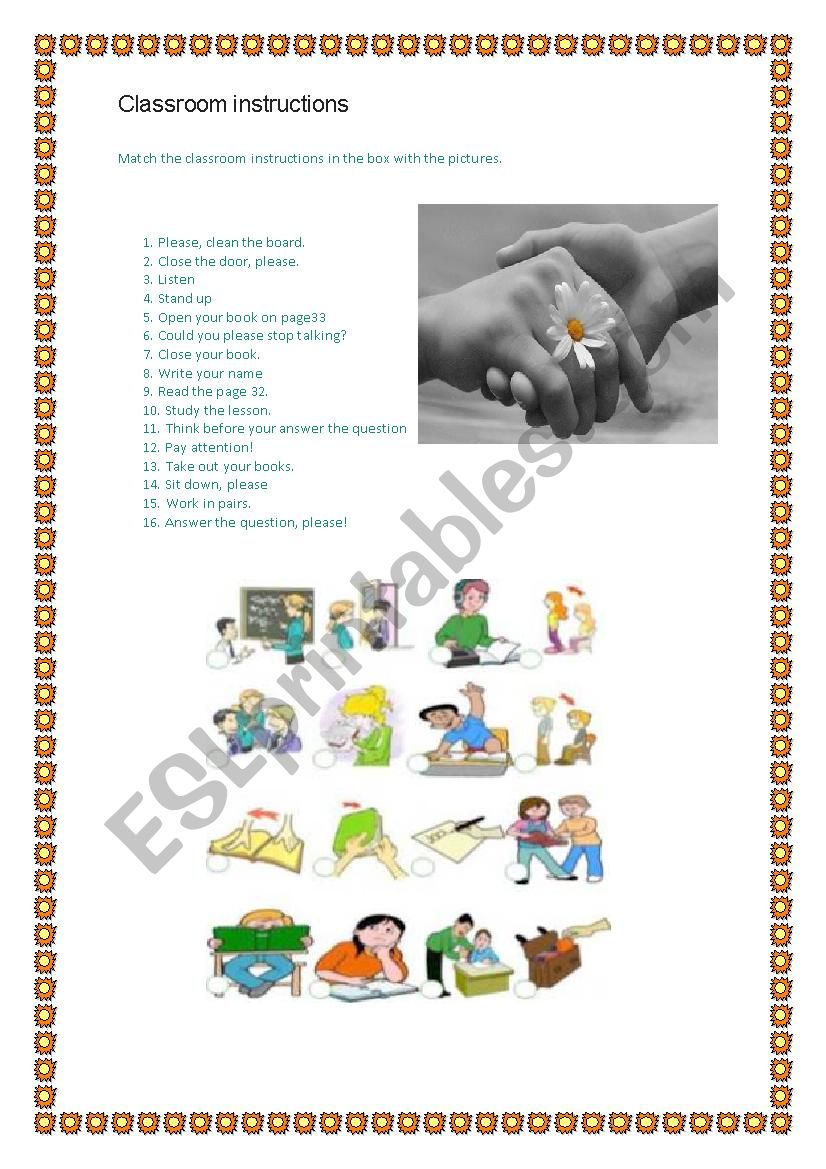 clasroom instructions worksheet