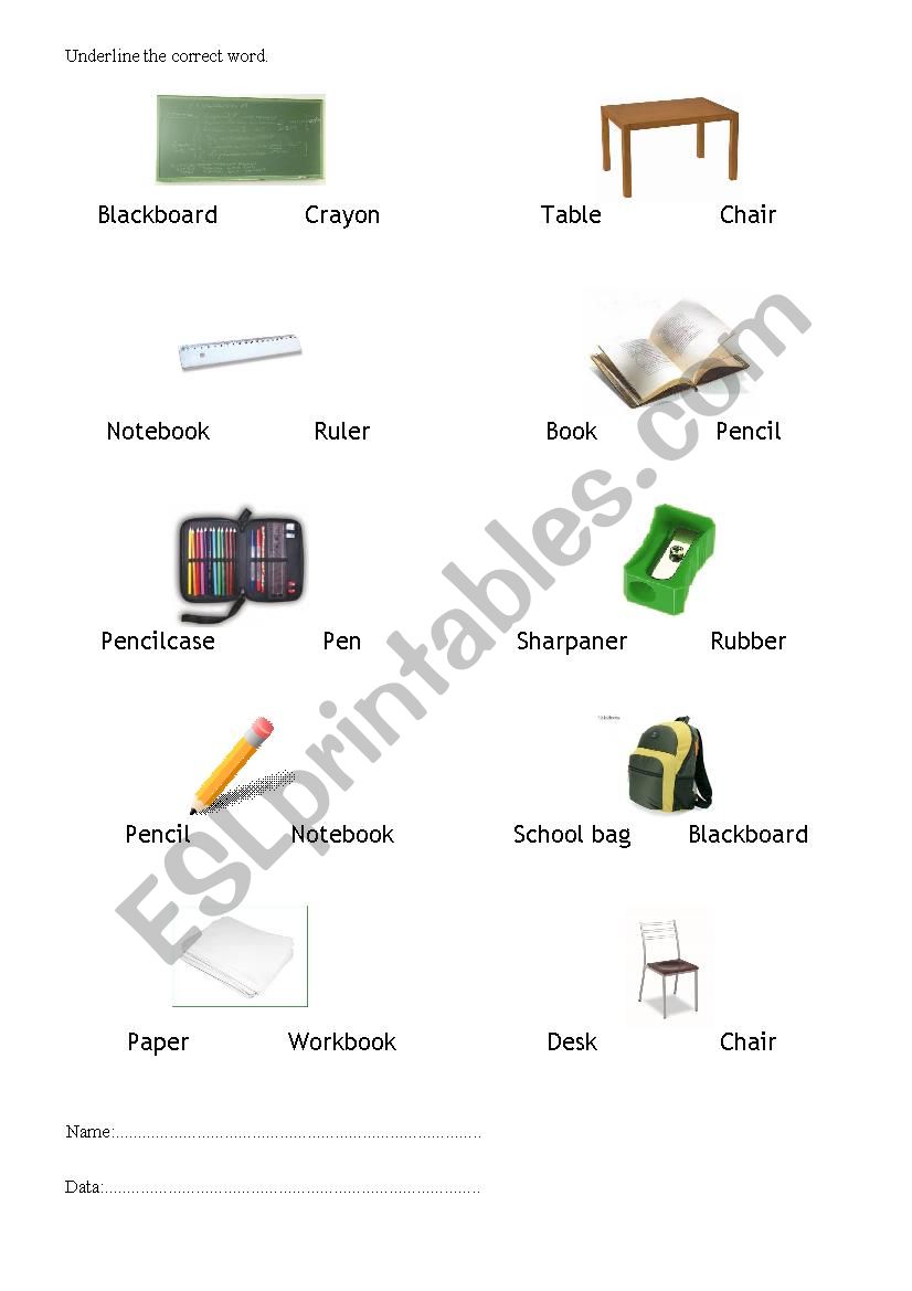 Vocabulary. School worksheet