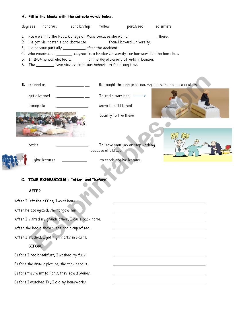 after before in past tense worksheet