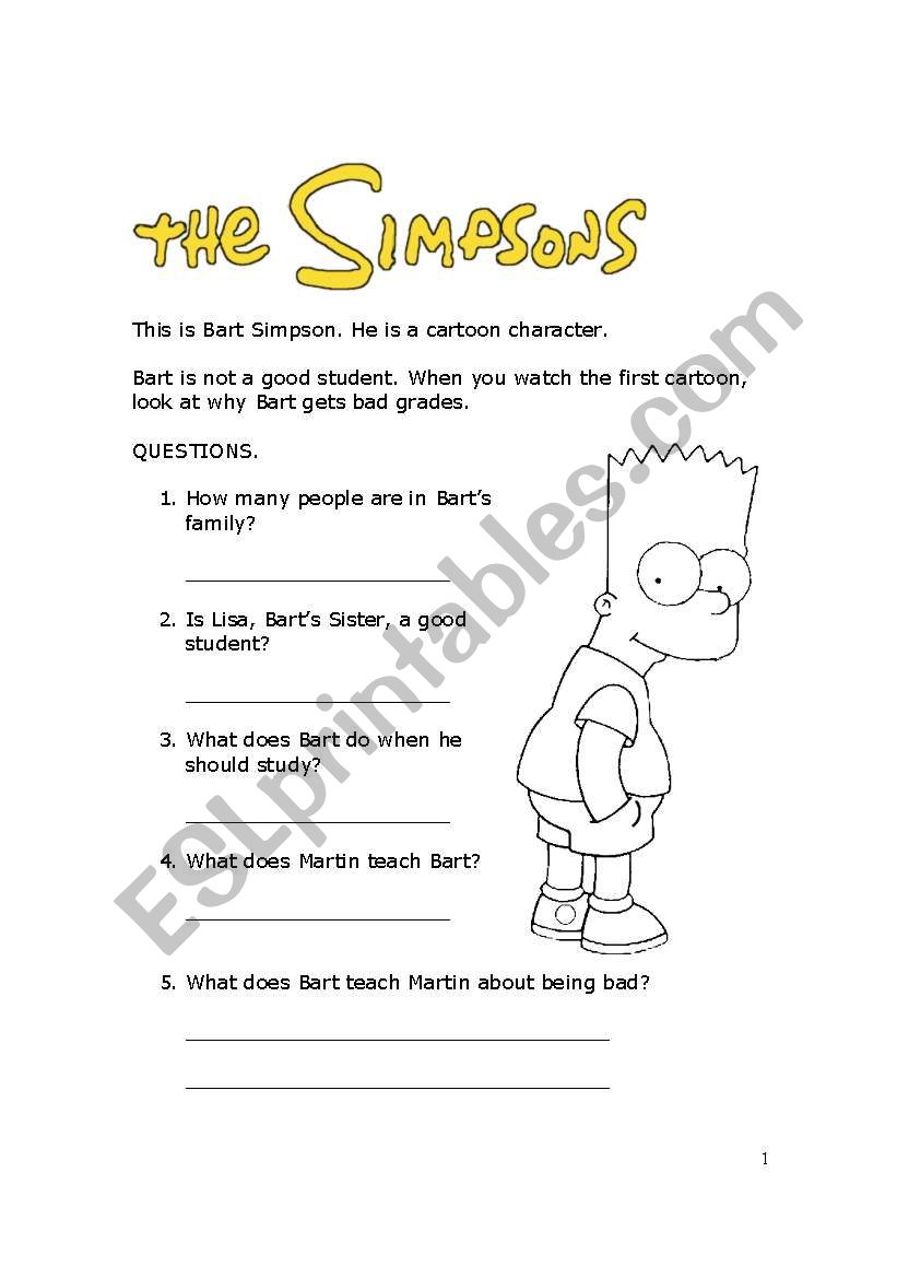 A simple Simpsons handout for an ESL class in Taiwan.