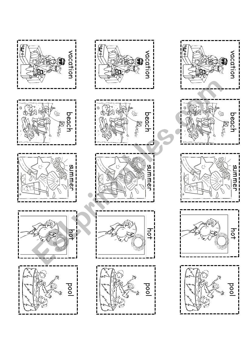 summer vocabulary words esl worksheet by cancelrosa