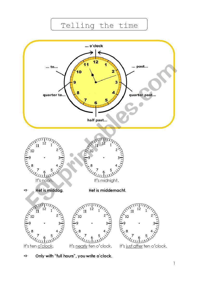 whats the time?  worksheet