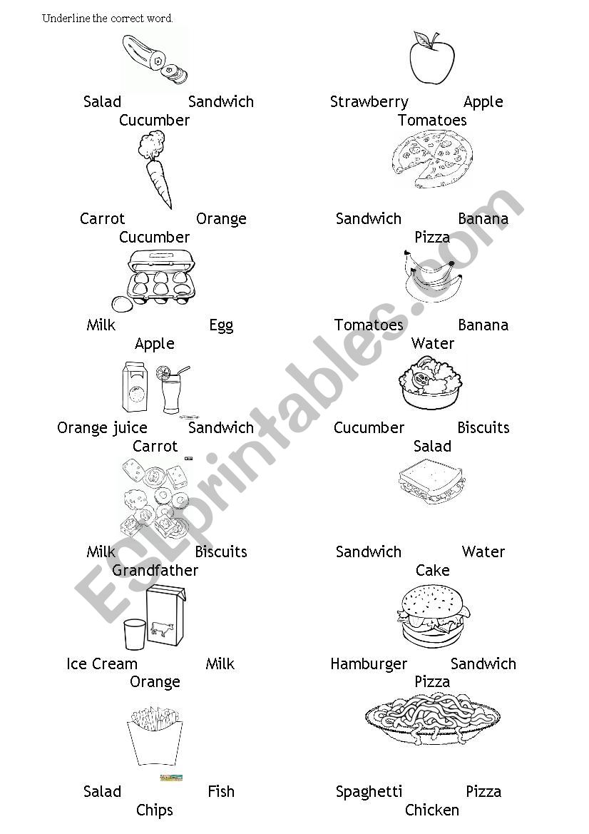 Vocabulary.Food worksheet