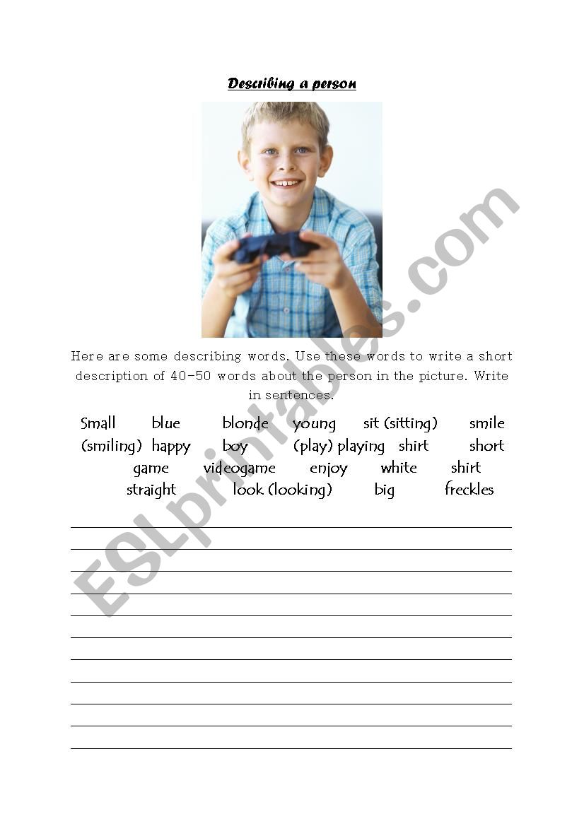 Describing a person worksheet