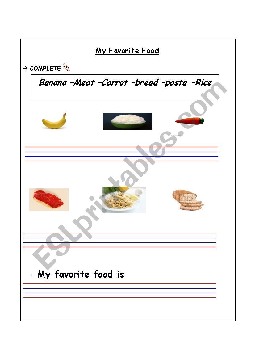 Food lesson worksheet