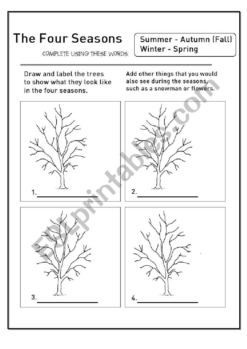 Season differences worksheet