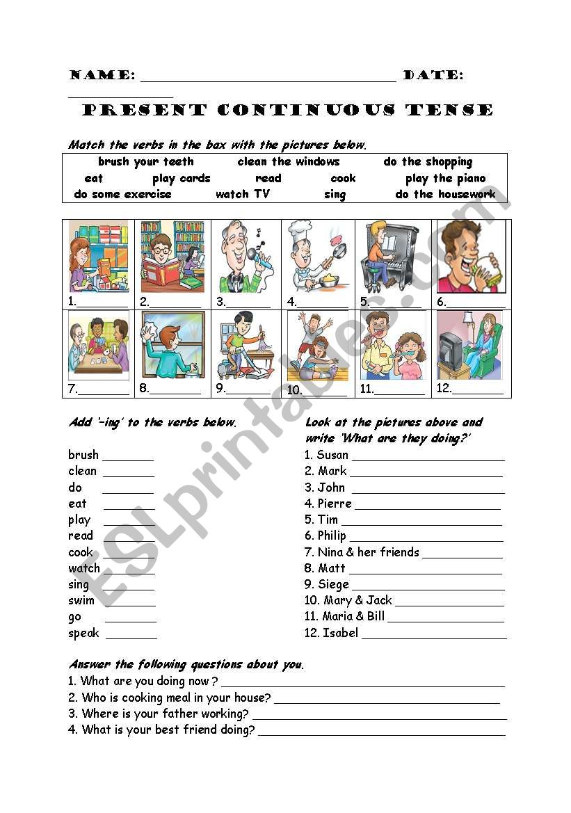 Present Continuous Tense ESL Worksheet By Bburcu