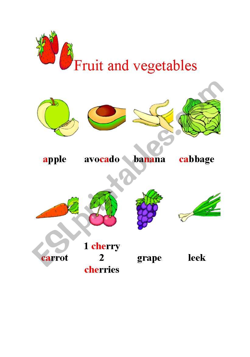 fruit and vegetables worksheet