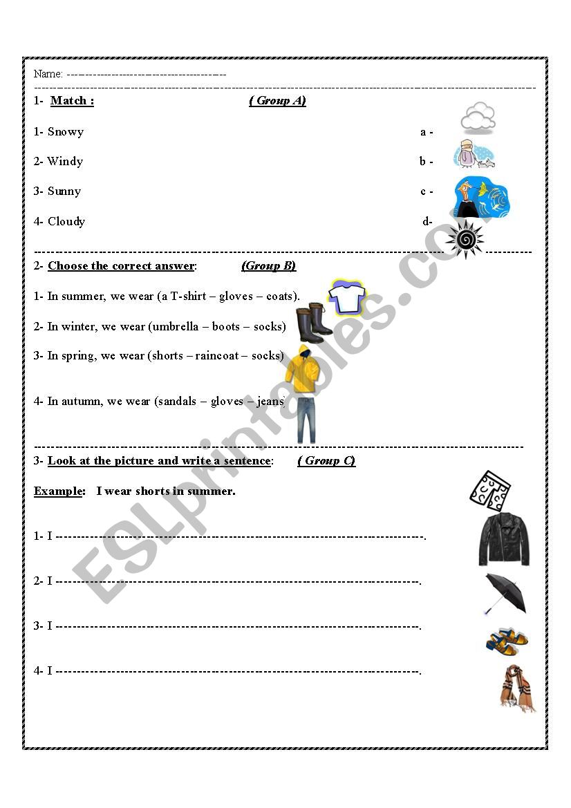 seasons and clothes worksheet