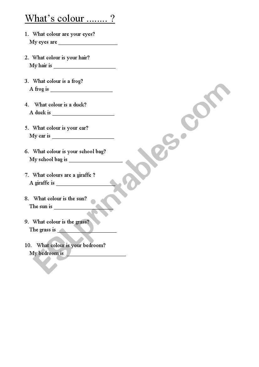 What Colour? worksheet