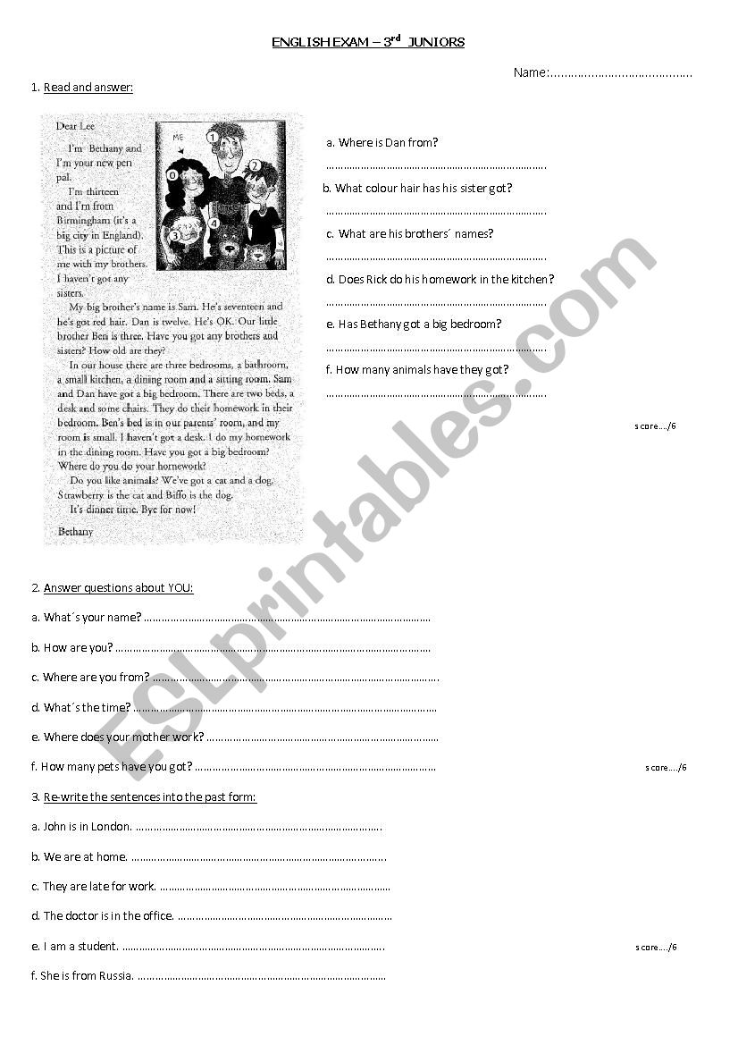 TEST worksheet