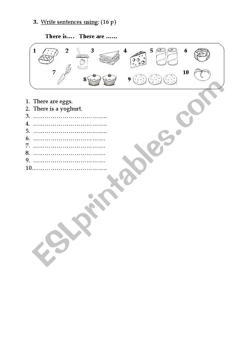 THERE IS / THERE ARE + FOOD worksheet