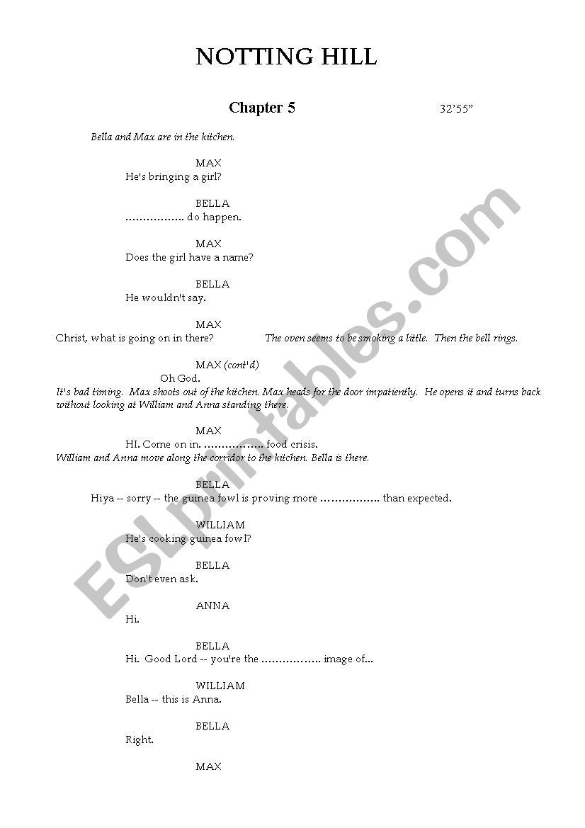 Notting Hill ch5 worksheet