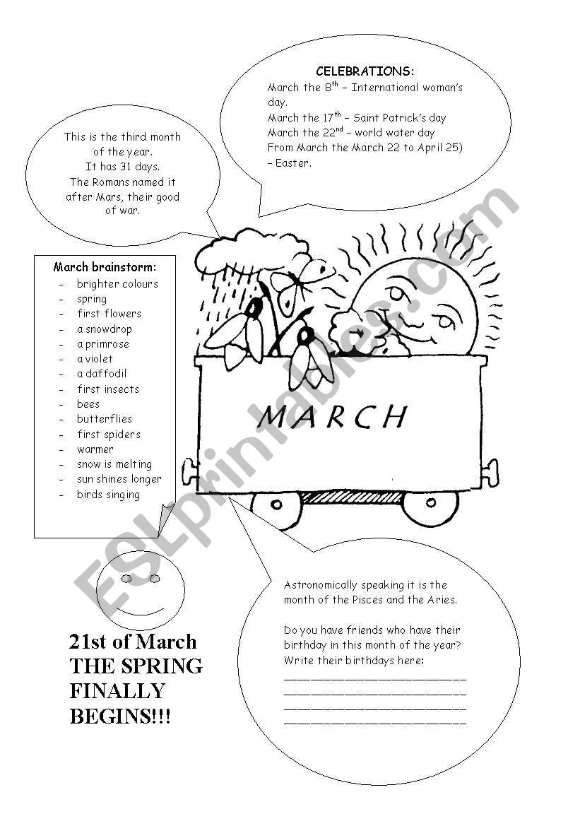 MONTHS - MARCH worksheet