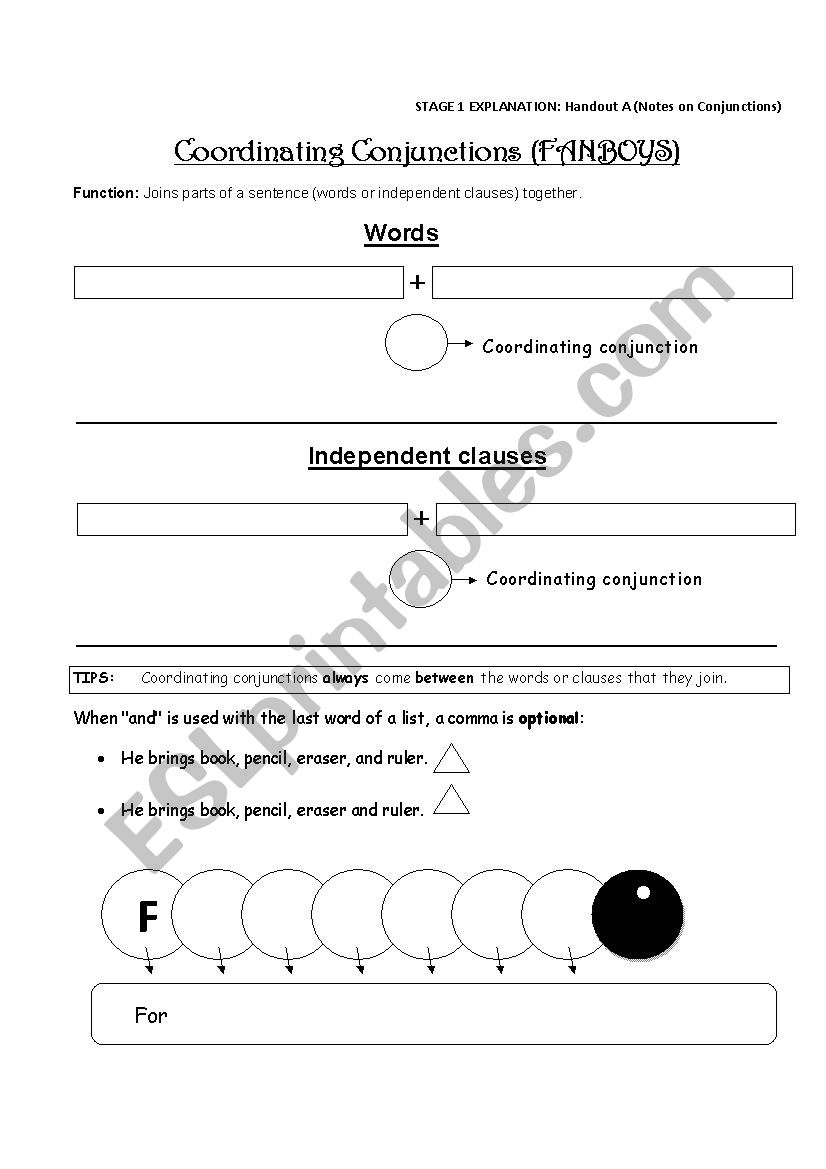 Fanboys 12-4 worksheet