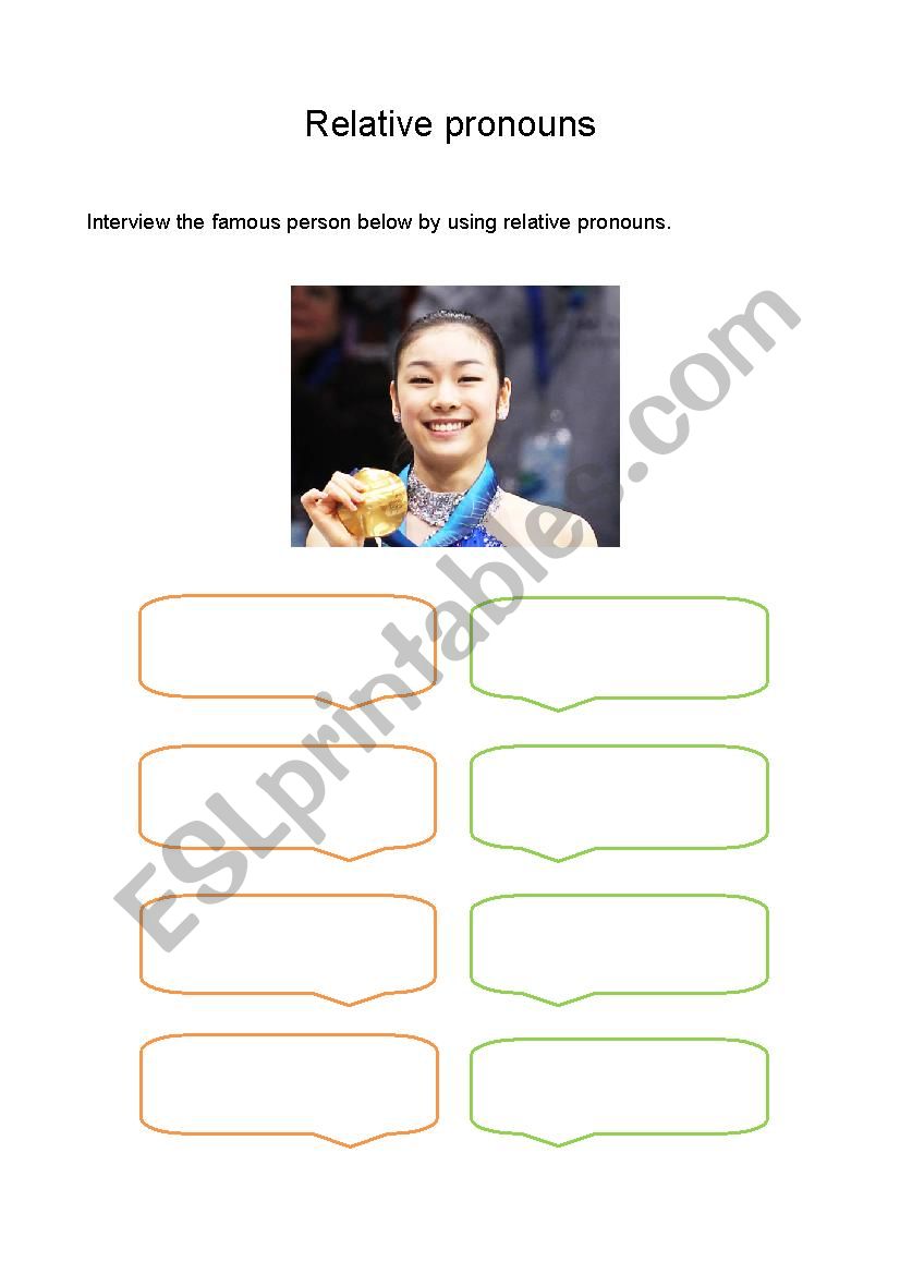 Interview the famous person below by using relative pronouns