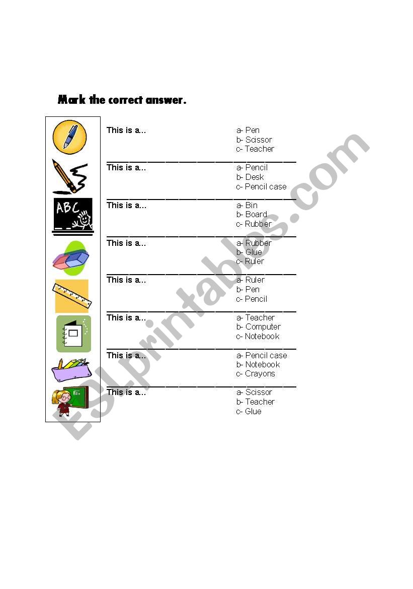 School and Classroom worksheet