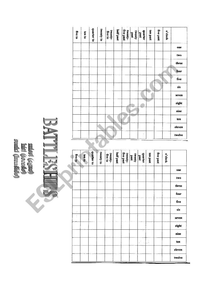 Time battleships worksheet