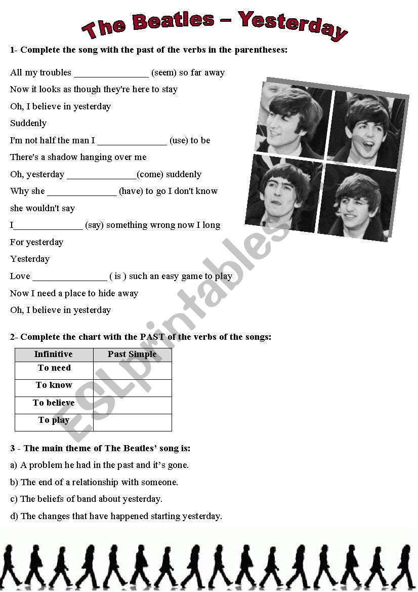 song-yesterday-the-beatles-simple-past-esl-worksheet-by-dany