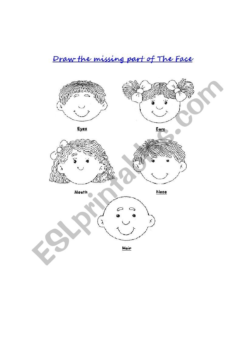 The missing part of The Face worksheet