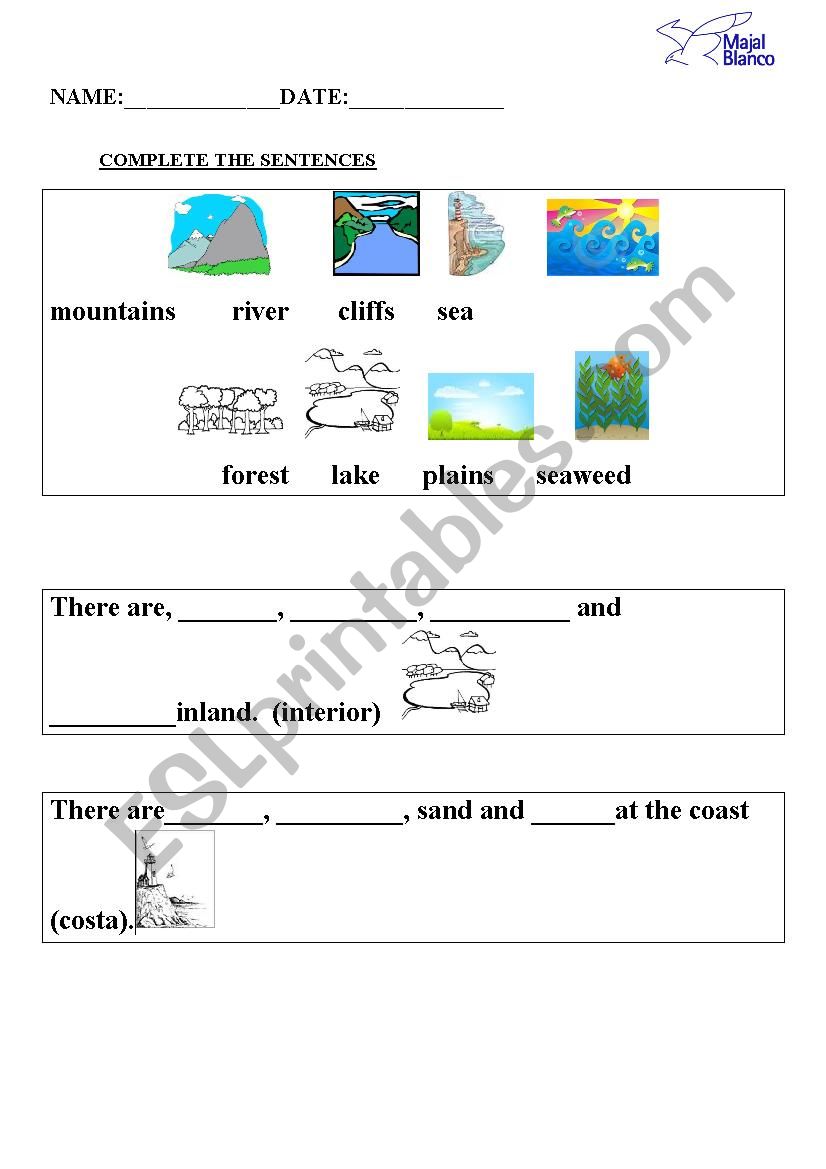 inland-coast worksheet