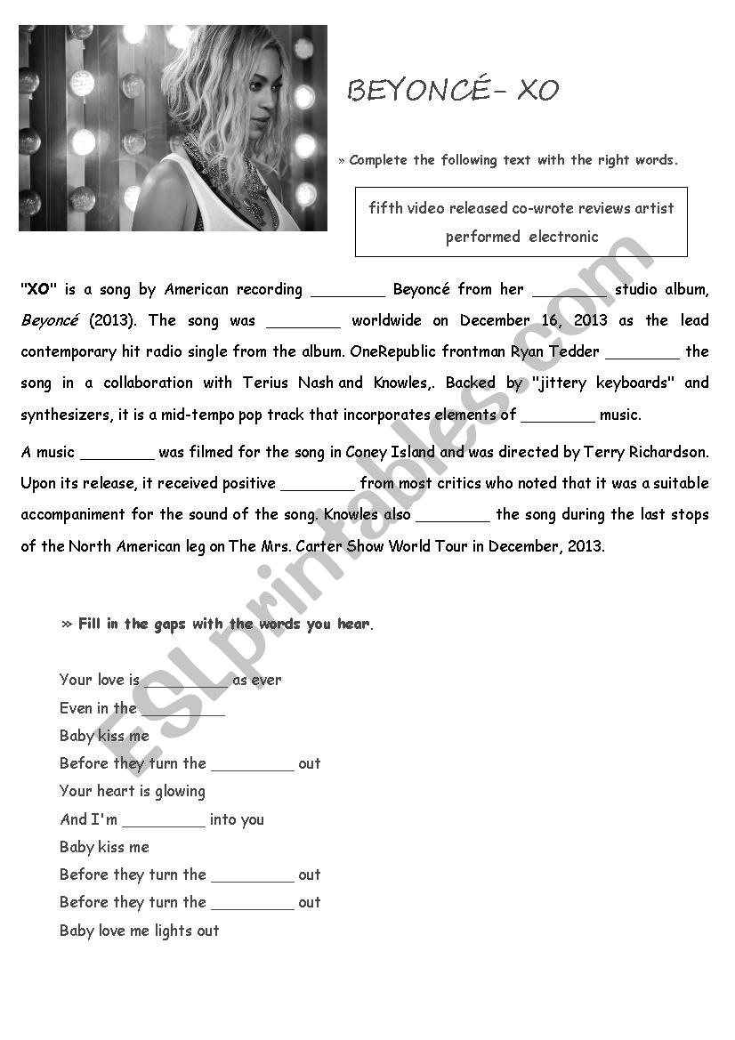 Beyonc - XO worksheet