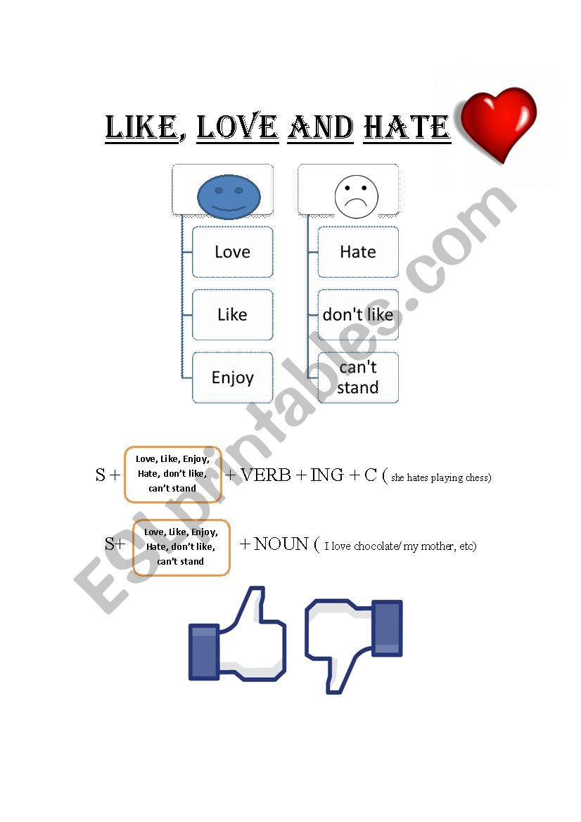 Love & Hate worksheet