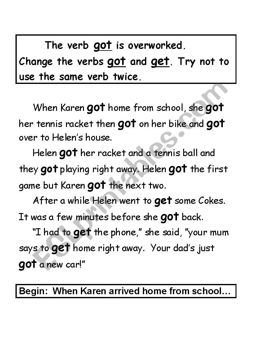 Change the verb worksheet