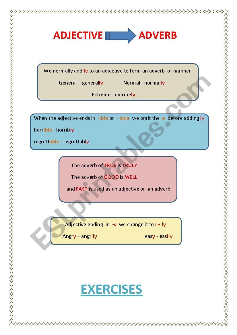 adverb of manner worksheet