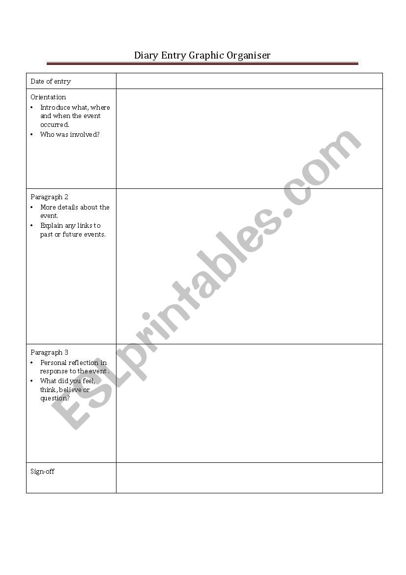 DiaryEntryTemplate worksheet