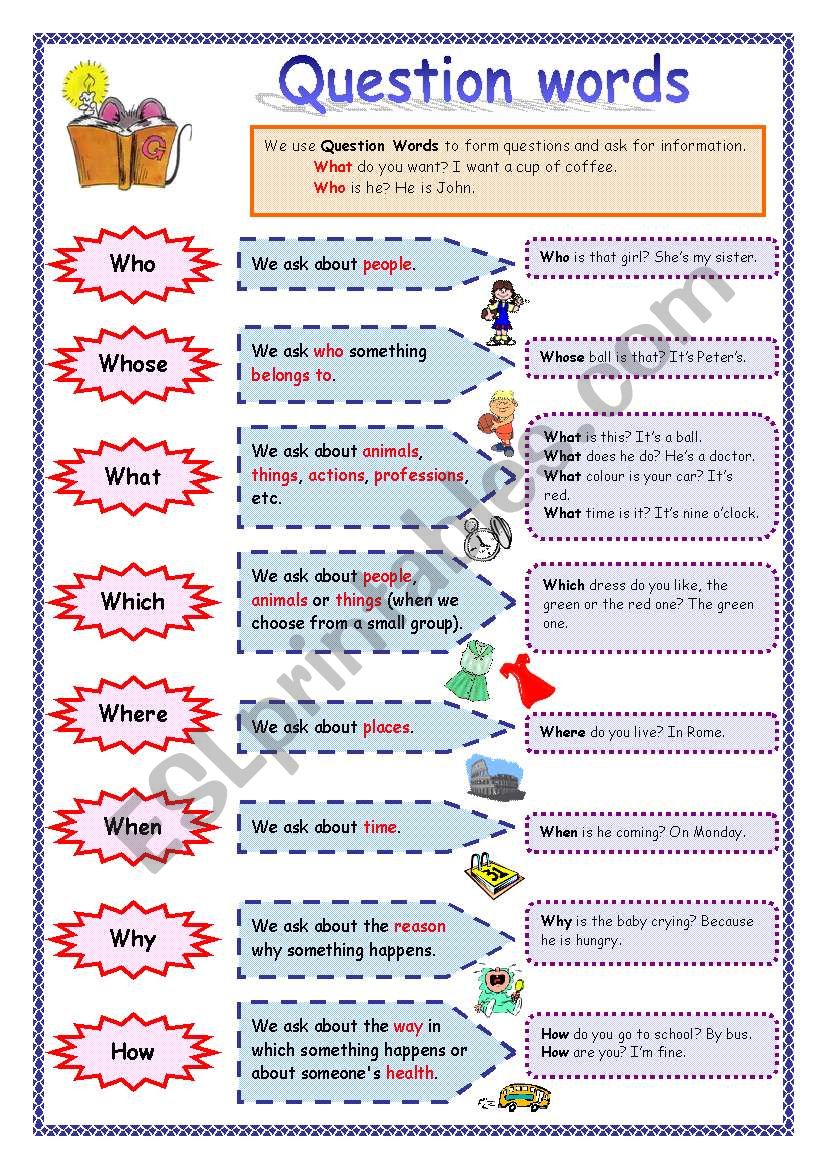Question Words ESL Worksheet By Mpotb