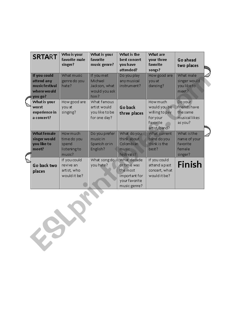 Ladders and snakes Music worksheet