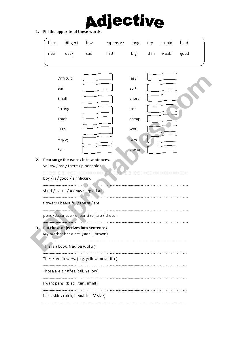 Adjectives  worksheet