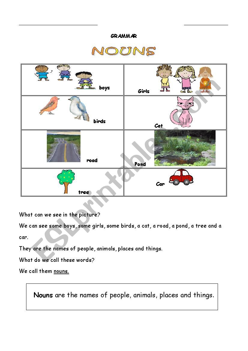 Nouns worksheet