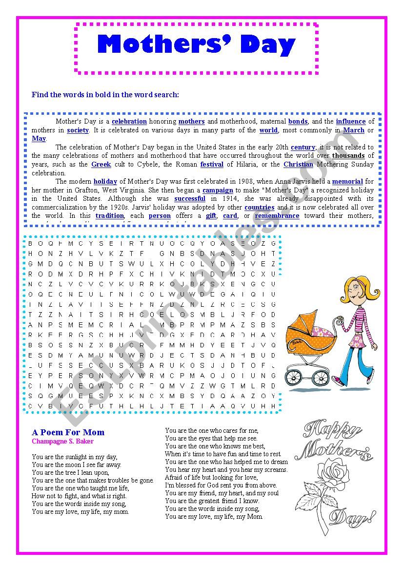 Mother´s Day - ESL worksheet by CandyB