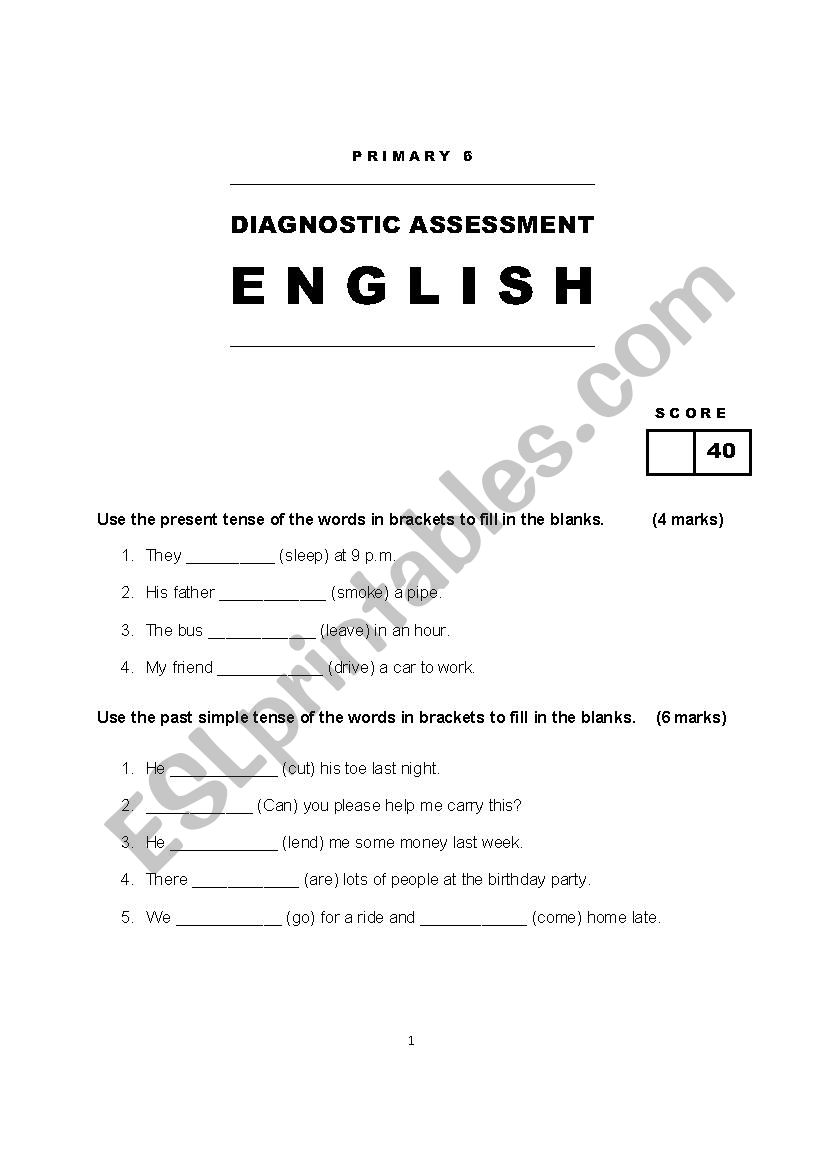 Primary / Year 6 Diagnostics Assessment