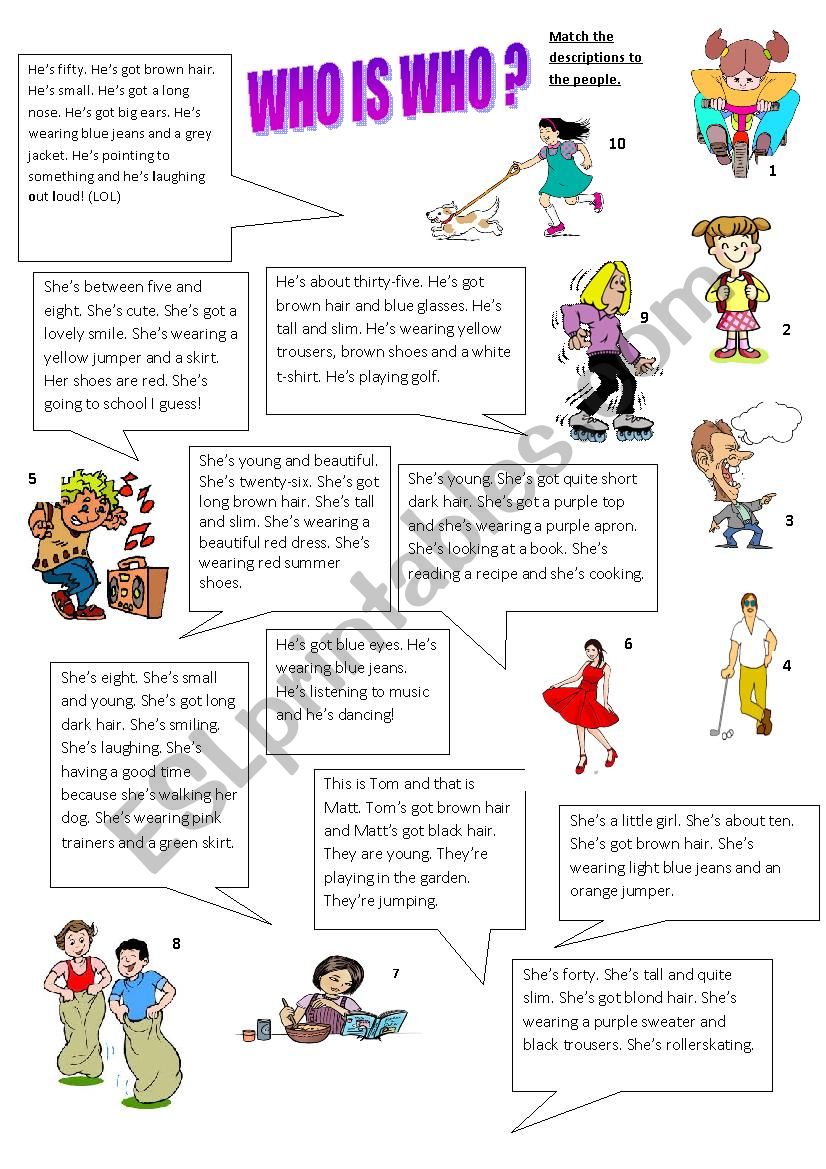 Who Is Who Esl Worksheet By Llll
