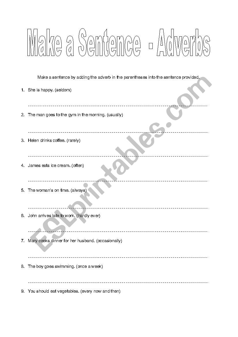 Adverbs of frecuency worksheet