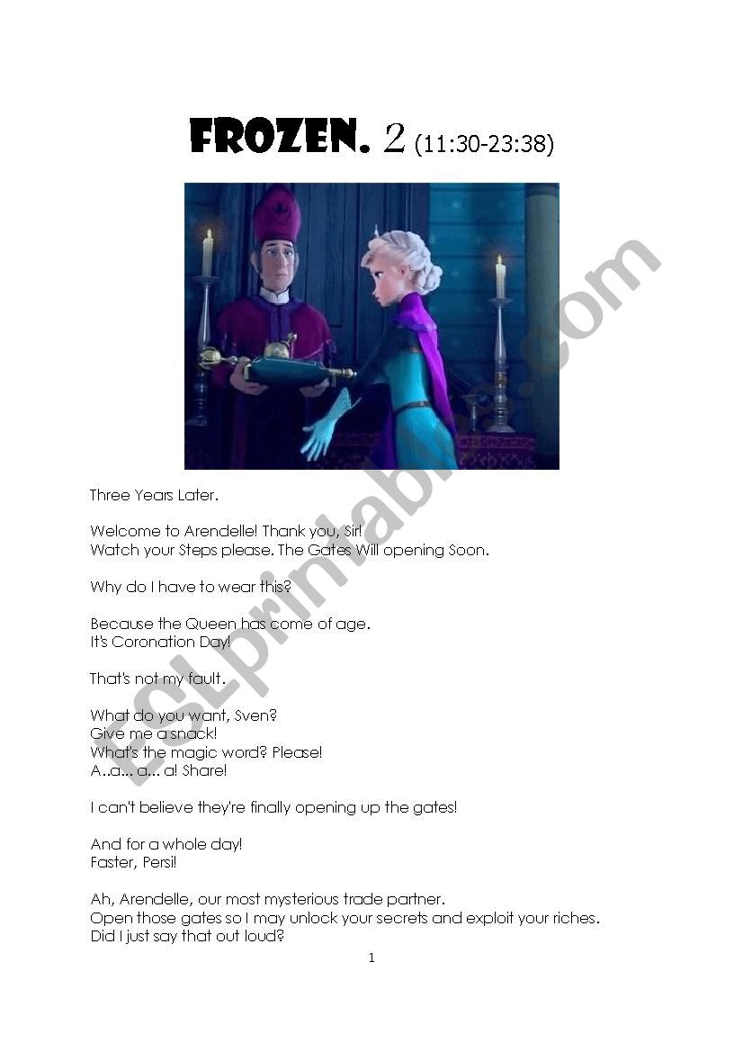 The Movie Frozen 13 Script 2 Lower Level Blank Esl Worksheet By Romie