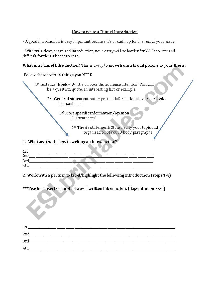 funnel introduction worksheet