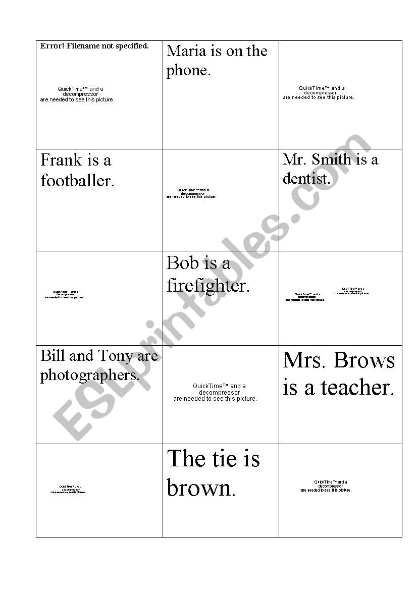 Be Memory Game Page 1 worksheet